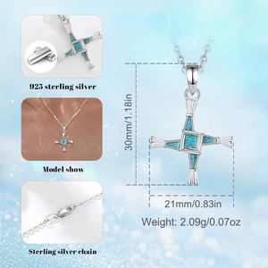 Merryshine <span class=keywords><strong>Murphy</strong></span> Saint Brigid Cross collar de plata esterlina para mujer simboliza la protección con incrustaciones de mármol Connemara genuino - Product Image 5