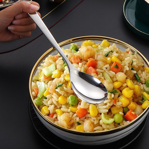 304 stainless steel common spoon leak long handle vegetable spoon household eating soup spoon tableware hotel service spoon leak - Product Image 3