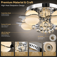 Plafonnier LED moderne à 3/5/7/9 têtes en cristal avec protection oculaire FCC ABS+PS, E27 Multi CCT avec télécommande pour salon