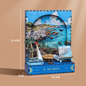 Kit de recoins de livres miniatures avec puzzle <span class=keywords><strong>en</strong></span> <span class=keywords><strong>bois</strong></span> 3D, ensemble d'assemblage de maison de campagne décorative - Product Image 2