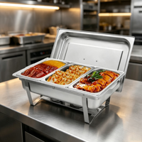 Bestseller Jasonlon JCL433-1 Buffet Speisenwärmer Edelstahl Hotel Chafing Dish Catering-Ausrüstung Rechteckiger Klapprahmen Alkoholbetrieben