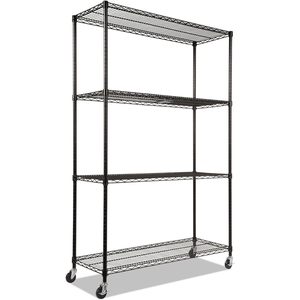 Alera ALE Unité d'étagères métalliques complète avec roulettes, quatre étagères, 48 x 18 x 72, noire, pour rayonnages utilitaires - Product Image 3