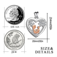 Bijoux de fête des mères en argent sterling 925 deux tons personnalisé mère et enfant pendentif coeur collier