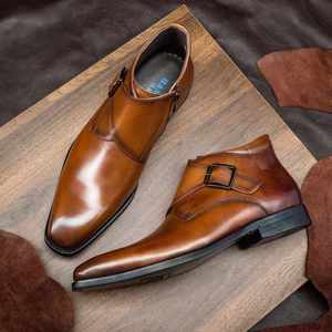 Customized Wholesale Men's High Quality Cow Leather Ankle Waterproof Chukka Casual Business Party Fashionable Outdoor Boots - Product Image 2