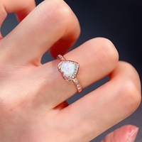 Quick Customization 925 Silver 6mm Opal 18K Gold Plated Luxury Heart Shape Ring for Engagement Anniversary Wedding Party Fine
