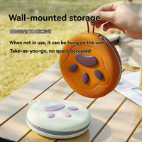 Bol double pliable pour animaux de compagnie, arrondi, 5 couleurs, bol d'alimentation portable en silicone pour chien et chat, étui à fermeture éclair, fixation murale, facile à nettoyer