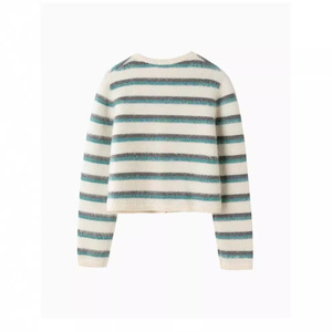 Cardigan en tricot Zhanya pour femme, ample, rayé, en mohair, décontracté, manches longues, motif blanc et bleu, automne - Product Image 2