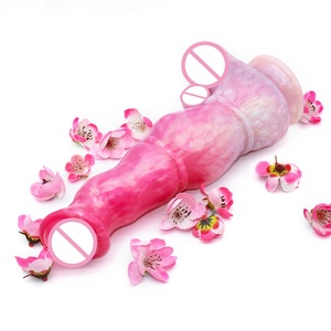 Artificial Penis Curved Shape <b>Dildo</b> Silicone Sex Toy Large Knot <b>Dildo</b> With Ball and Sucker Sex Masturbators Adult Erotic Product - Product Image 5