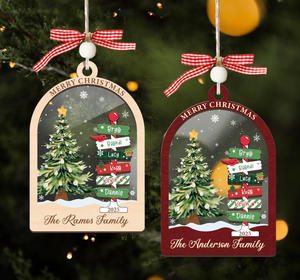 Adorno Navideño de Madera con Corte Láser Personalizado, Bola de Nieve con Nombre Personalizado, Adorno de Madera de <span class=keywords><strong>2</strong></span> Capas para Árbol de Navidad - Product Image 1