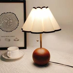 Vintage Scandinavian-Style Table Lamp Warm Simple Floral Design Elegant Retro Bedroom Bedside Table with Resin Body - Product Image 1