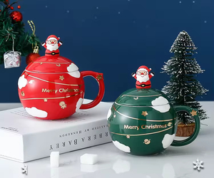 Mug à café en céramique avec motif de boule de Noël, ensemble cadeau de Noël, promotion d'entreprise, fournisseur pour hôtels et restaurants - Product Image 4