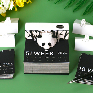 Sweetmade Nhà Máy Trực Tiếp Sáng Tạo Giấy Thủ Công Mỹ Nghệ 155 Tấm Panda Sản Phẩm Mới Ý Tưởng 2025 OEM ODM 3D Memo Pad Hàng Tuần Lịch - Product Image 3