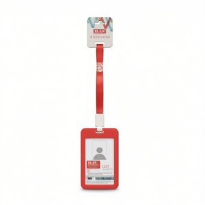 Porta Tarjetas de Identificación Vertical Ilan con Cordón de 43 cm, Color Rojo, para Tarjetas de Trabajo - Product Image 1