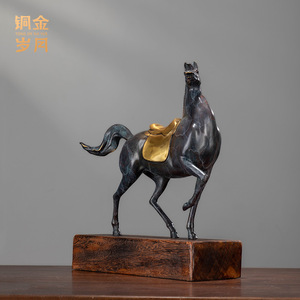 Figura de caballo de latón con detalles en cobre y oro, hecha a mano, decoración artística de mesa para sala de estar, regalos empresariales - Product Image 5