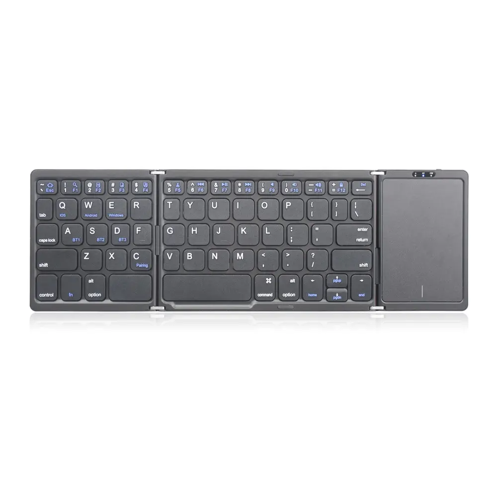 New Arrival BKC089 Foldable Blue Tooth TouchPad Keyboard for iOS Android Windows with TYPE-C Rechargeable 3 BT5.1 Channels