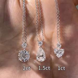 1CT 1.5CT 2CTラボ成長ダイヤモンドネックレスファッションスタイル14Kホワイトゴールドペダントネックレス女性用ファインジュエリーウェディングギフト - Product Image 2