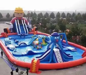 Outdoor inflatable water park with big water pool and water game toys