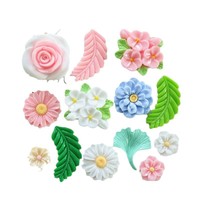 Aksesoris DIY Daun Bunga Resin Alas Datar Cerah untuk Jepit Rambut Kulkas, Kawaii Lucu, Hadiah Pernikahan, Motif Daisy