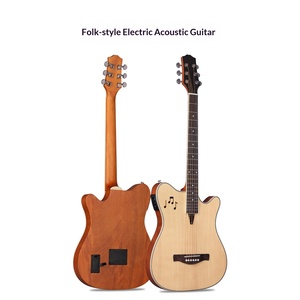 <span class=keywords><strong>40</strong></span> İnç Ladin Şeftali Gövdeli Masif Ahşap Folk Elektro Akustik Gitar Elektroplastik Kutu - Product Image 6