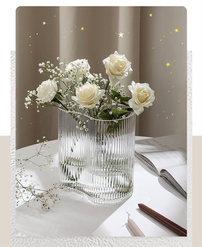 Vaso Di Vetro Quadrato 30 Cm - Moderno, Minimalista, Per Fiori Freschi O Secchi