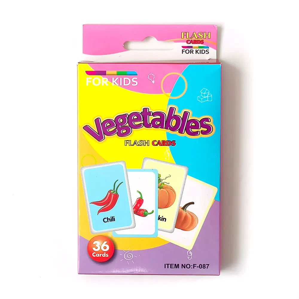 Hot toddler verdure flash card per bambini colori forme e numeri scatola di carta personalizzata educativa