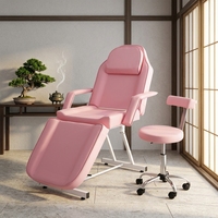 Ensemble d'équipement de salon de tatouage et de spa en cuir PU réglable en 3 sections avec tabouret roulant et table de massage esthétique