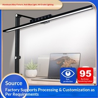 Lampe LED à pince métallique protectrice pour les yeux, contrôle tactile, CRI 95 élevé, alimentation USB - Certifiée CE pour ordinateurs, bureaux de travail et de jeu