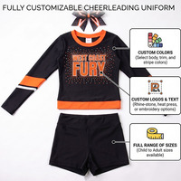 Tenue d'entraînement personnalisée pour équipe de cheerleading, ensemble de cheerleading pour filles avec short de gymnastique à manches longues scintillant et haut court