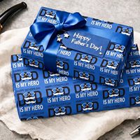 Papier cadeau Homeral Blue pour la fête des pères, 17 pouces x 16,5 pieds, motif DAD IS MY HERO, emballage cadeau pour la fête des pères