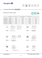 Résonateur céramique ZTTCR SMD 4,00 à 8,00 MHz 2,0 x 1,6 mm Plus ou moins 0,5 % pour horloge MCU