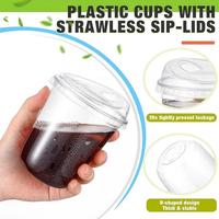 XUELI Verres à vin en plastique jetables écologiques Logo personnalisable Couvercle inférieur en forme de U Conception simple pour boissons froides Café