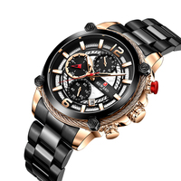 Montre chronographe à quartz pour homme, trois sous-cadrans, fenêtre de date, cadran bleu, bracelet en acier argenté