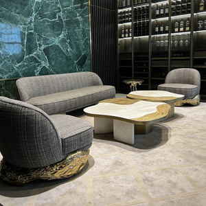 <span class=keywords><strong>Canapé</strong></span> italien de luxe de designer, salon moderne de villa, tissu en velours, base en laiton, <span class=keywords><strong>canapé</strong></span> sectionnel incurvé en cuir - Product Image 3