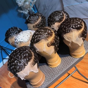 Ấn Độ Brazil nguyên Remy tóc con người tiwa chioma PIXIE cắt <span class=keywords><strong>Curl</strong></span> lượn sóng 13x4 đầy đủ ren ren phía trước tóc giả - Product Image 4