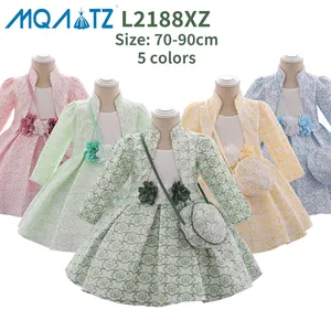 MQATZ新款秋冬款式花朵刺绣连衣裙派对生日公主带女婴包连衣裙