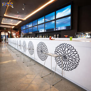 Diseño de Barra Comercial Personalizada para Restaurante de Lujo, Barra de Servicio de Alta Calidad en Piedra Acrílica para Cafetería Deportiva y Billar - Product Image 1