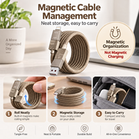 Câble de charge magnétique auto-organisant 4 en 1 65W, tressé en nylon, multi-connecteurs, vente en gros OEM