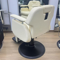 Meubles de salon de coiffure modernes de haute qualité chaise de rasage en cuir blanc chaise de salon de coiffure à rotation réglable