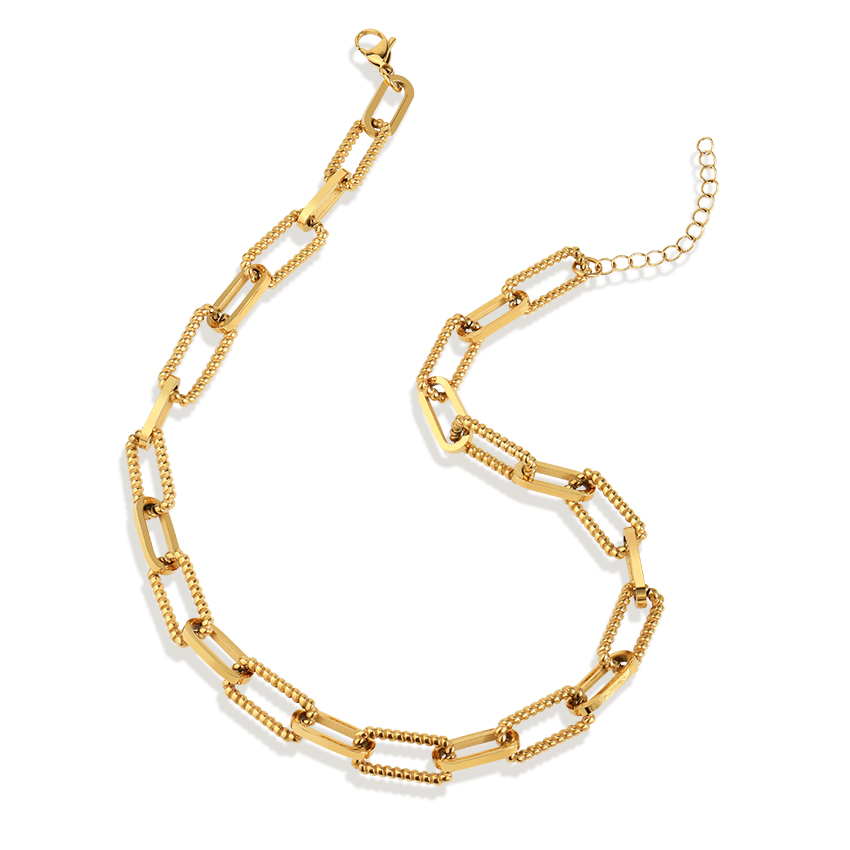 Wholesale Jewelry Price 18k Gold Plated Filled Stainless Steel Unique Link Chain Necklace Fashion Paperclip Chain Necklace