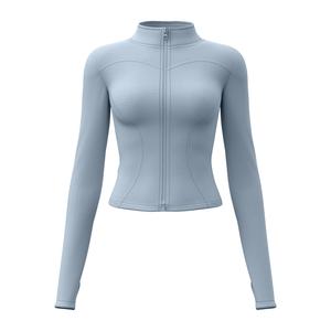 Juyitang Top de Yoga sin costuras ligero para mujer con logotipo frontal de diamantes de imitación Technics <span class=keywords><strong>abrigo</strong></span> de Fitness transpirable para deportes al aire libre - Product Image 2