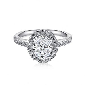 Anillo de Compromiso para Mujer Dylam Shiny Top Jewelry, Plata de Ley 925, 5A CZ, Piedra Pequeña de 1.2ct, Ovalada, D VVS1, Moissanita como Piedra Principal - Product Image 1