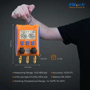 Manómetro Digital Elitech con Válvula de 2 Vías y Abrazaderas para Termómetro, para Piezas de Calefacción, Sistemas HVAC, Aluminio <span class=keywords><strong>LMG</strong></span> - Product Image 4