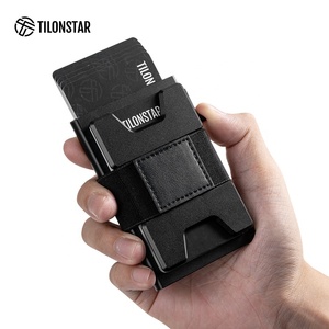 Tc123 bán buôn công suất lớn thông minh Kim loại nhôm trường hợp RFID Pop Up chủ thẻ tín dụng với vành đai đàn hồi thiết kế - Product Image 2