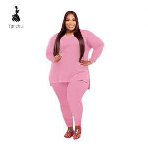 Yanzhui 2026 Nuevo Conjunto de Dos Piezas de Verano para <span class=keywords><strong>Mujer</strong></span>, Talla Grande, Color Sólido, Informal, Talla 5XL - Product Image 2