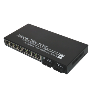 Convertidor de Medios de Fibra Óptica de Venta Caliente, Switch Gigabit Ethernet de 20KM, 2 Puertos de Fibra Dual + 8 RJ45, Convertidor de Medios de Red de Fibra Óptica - Product Image 1