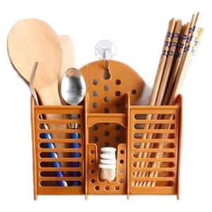 Three Compartment Chopstick Holder Wall Mounted Drain Rack <b>Kitchen</b> Storage <b>Plastic</b> Oval Shape L Size - Product Image 3