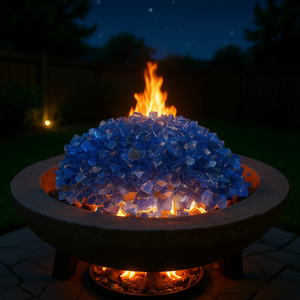 หินแก้วสีฟ้าแปซิฟิกสำหรับเตาผิง น้ำหนัก 10 ปอนด์ ขนาด 1/2 นิ้ว สำหรับตกแต่งโต๊ะเตาไฟ - Product Image 2