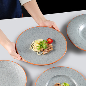 Plato Redondo de Melamina A5 de Dos Colores, Estilo Imitación Porcelana, Uso Comercial, Platos para Barbacoa para Hoteles y Restaurantes - Product Image 4