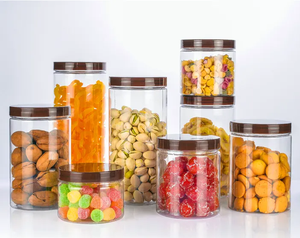 Wholesale Bulk Clear PET Airtight <b>Jar</b> 100ml 200ml 300ml 500ml Empty Custom Logo Pet Food Nut Storage Container - Product Image 1