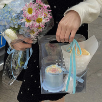 Sacs d'emballage transparents portables pour fleurs, pâtisseries, gâteaux, bouquets, cadeaux de mariage, boîtes d'emballage pour cadeaux de porte